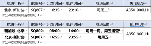 新加坡航空将恢复新加坡直飞北京的客运航班